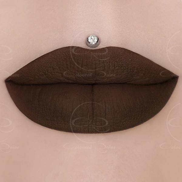 Mocha deep chocolate brown liquid lipstick by Coloured Raine Cosmetics