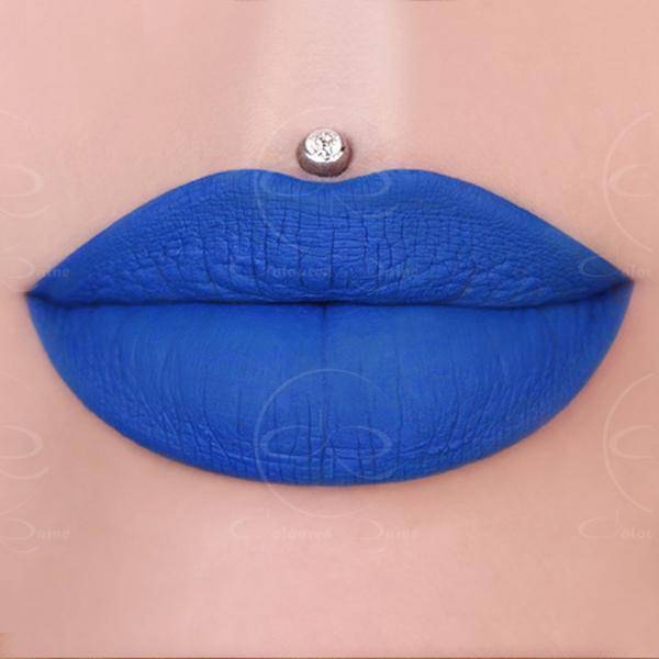Royal electric blue liquid lipstick by Coloured Raine Cosmetics