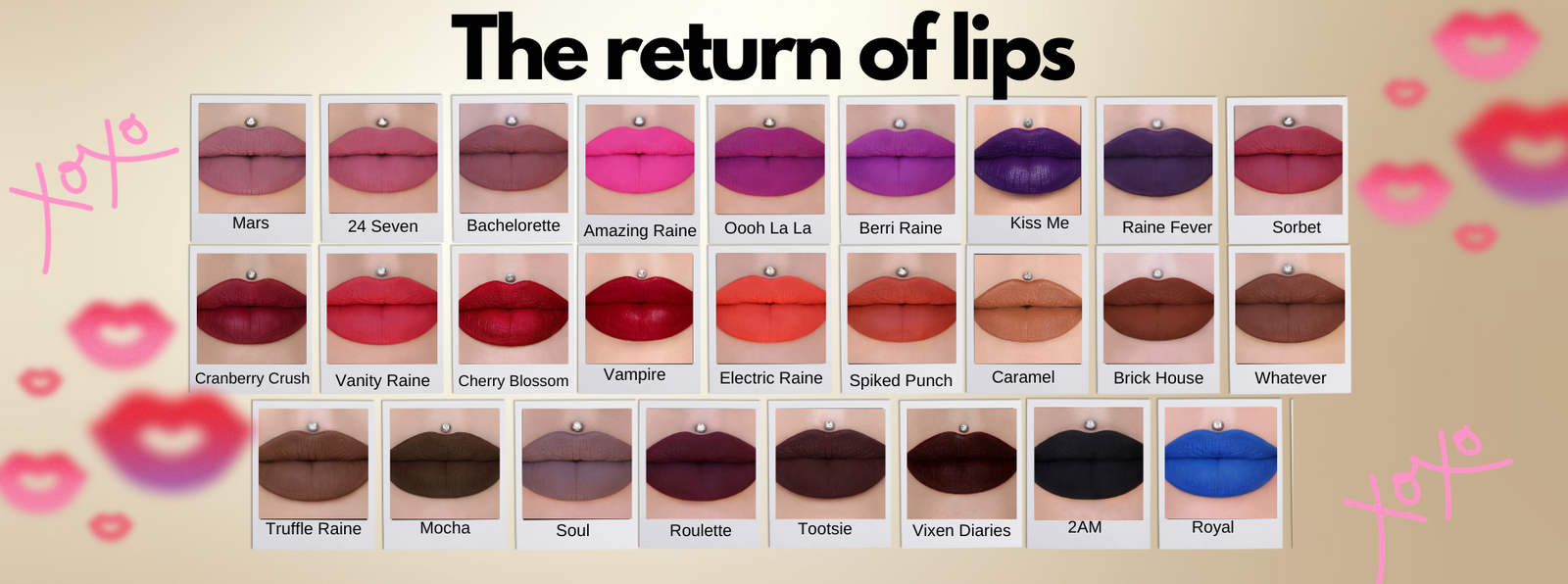 XoXo Lip Gloss  Coloured Raine Cosmetics
