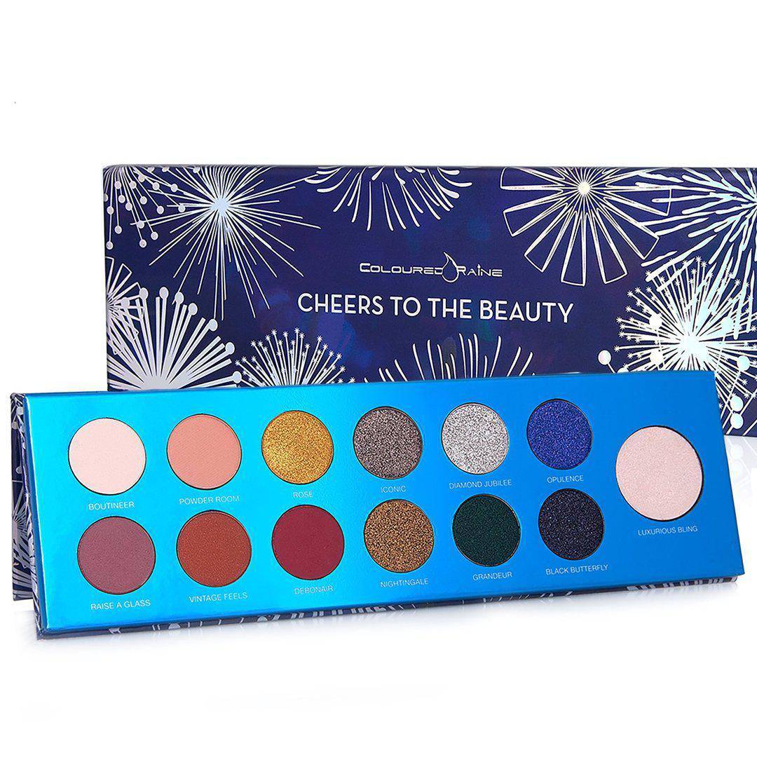 Cheers To The Beauty™ eyeshadow and highlighter palette by Coloured Raine Cosmetics